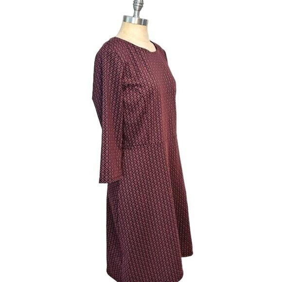 Talbots Burgundy Navy 3/4 Sleeve Dress NWOT New Size medium - Picture 3 of 5